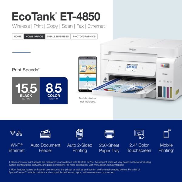 Epson EcoTank ET-4850 All-in-One Cartridge-Free Supertank Printer