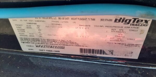 22 Foot Big Tex Super Duty Tandem Axle with Mega Ramp Black Equipment Trailer (16ET-19BK+3MR)