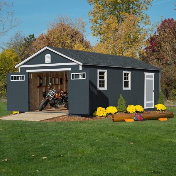 Handy Home Products Manhattan 12x24 Garage Do-it-Yourself Wooden Storage Shed, Does not Include Paint and Roofing Shingles