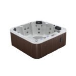 Canadian Spa Co 6 – Person 27 – Jet Acrylic Square Plug And Play Hot Tub with Ozonator and Built-In Speaker in White Cloud, Hazelnut