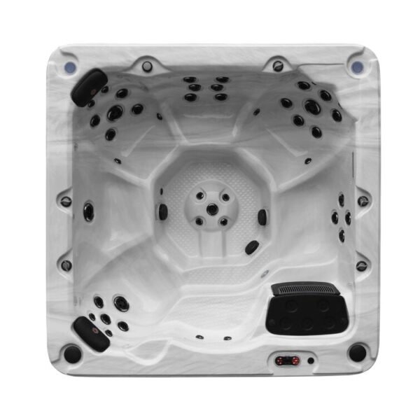 Canadian Spa Co 7 – Person 46 – Jet Acrylic Square Hot Tub with Ozonator and Built-In Speaker in Sterling Silver, Walnut