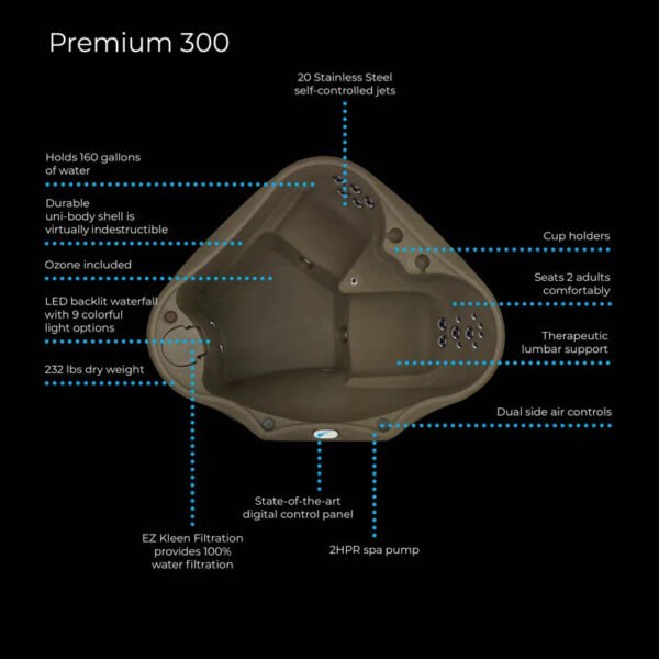 Premium AR300 2-Person 20-Jet Oval Plug & Play Hot Tub with Ozonator, Powered by Jacuzzi Pumps