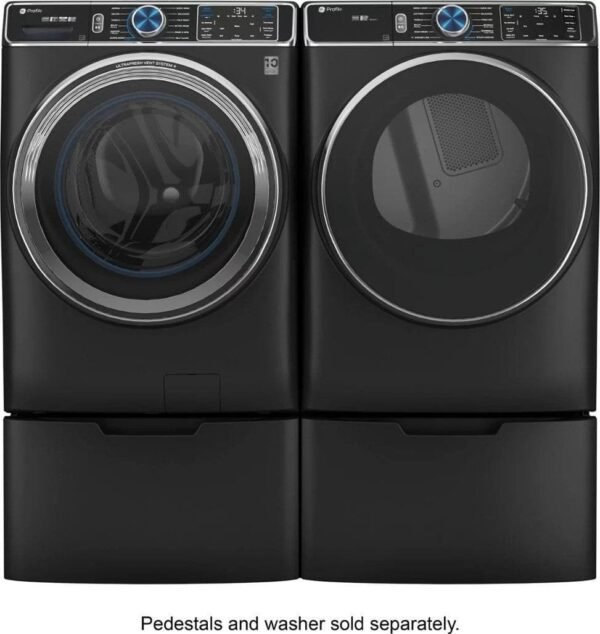 GE Profile – 7.8 cu. ft. Smart Front Load Electric Dryer with Steam and Sanitize Cycle and Washer Link – Carbon Graphite