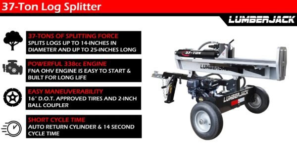 Lumber Jack 37-Ton Gas Log Splitter 208cc OHV Engine (YTL-050-494)