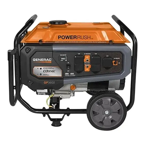 Generac GP Series GP3600 Gasoline-Powered Portable Generator with Recoil Pull Start 7721 – 3,600/4,500W, 120V