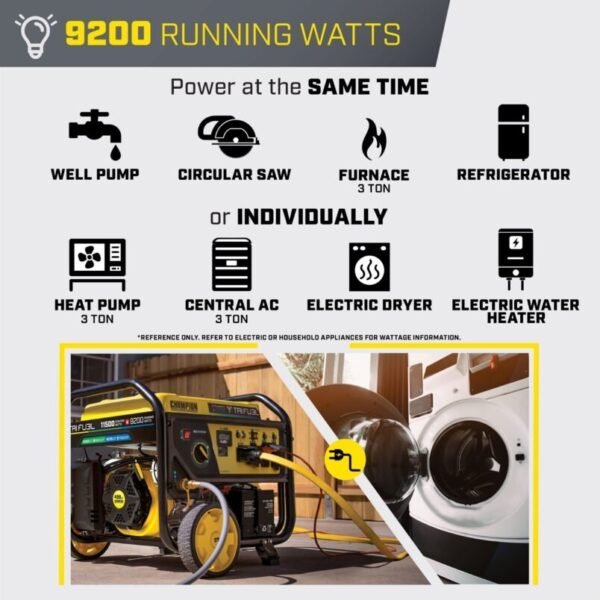 Champion 11,500/9,200-Watt Tri-Fuel Home Backup Portable Generator