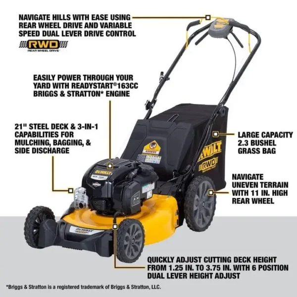 DEWALT 21″ 163cc Self-Propelled Lawn Mower