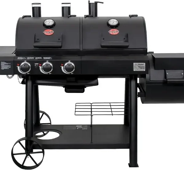 Char-Griller Texas Trio 3-Burner Dual Fuel Grill with Smoker