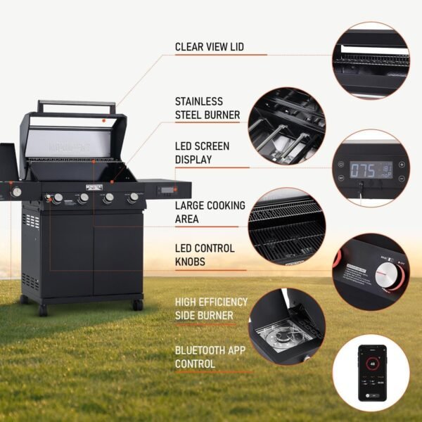 Monument Grills Denali 425 Black Smart Tech Propane Gas Grill