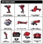 Milwaukee M18 Cordless Combo Kit (7-Tool) with Two 3.0 Ah Batteries, Charger and Tool Bag
