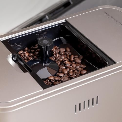 Café Affetto Automatic Espresso Machine + Milk Frother | Built-In & Adjustable Espresso Bean Grinder | One-Touch Brew in 90 Seconds | Steel Silver, 1.2 Liter, (C7CEBBS2RS3)